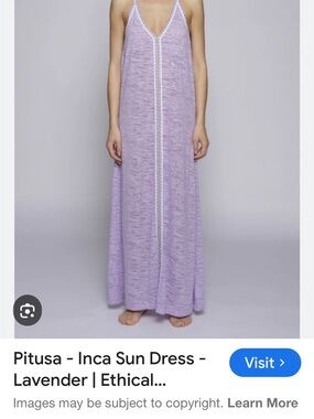 Pitusa Purple & White Maxi Sundress with Turquoise Trim